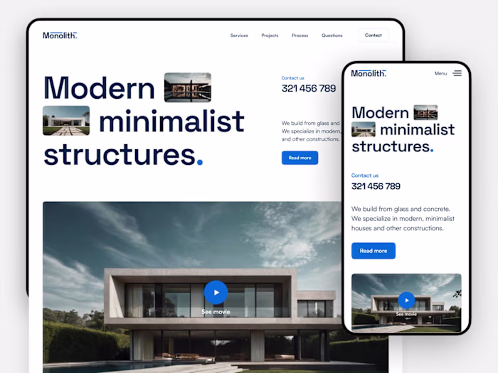 Monolith. Logo and website for a construction company