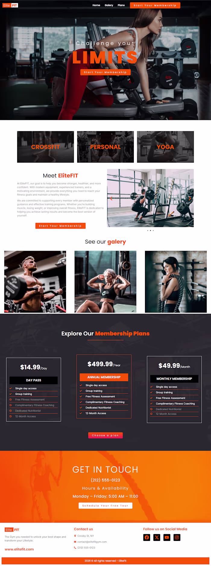Elite Fit (Gym): High-energy fitness website promoting membe...