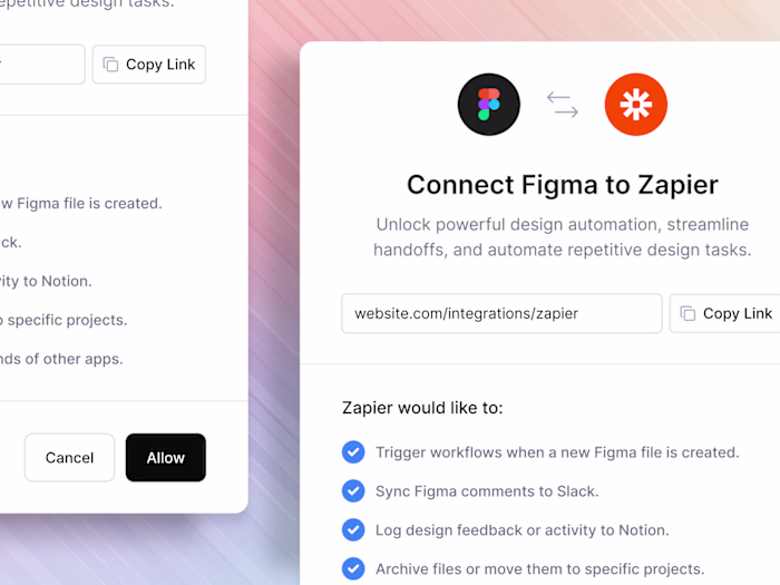 Connect app modal. Designed to make integrations a breeze.