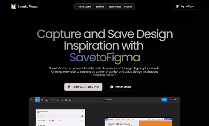 SaveToFigma - Figma plugin to collect design inspiration