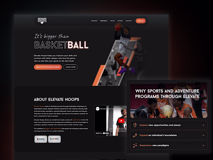 Web Design & Webflow Development for Elevate Hoops
