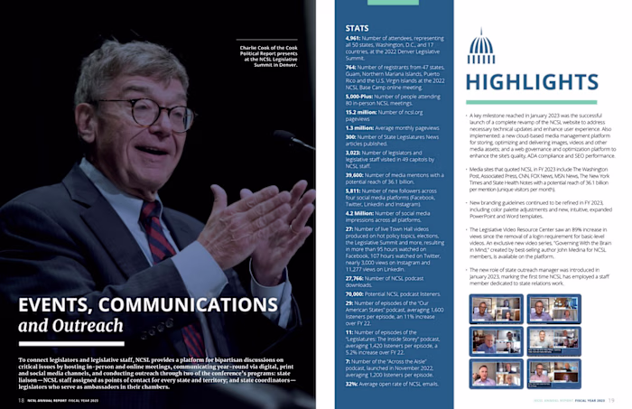 National Conference of State Legislatures Annual Report Design