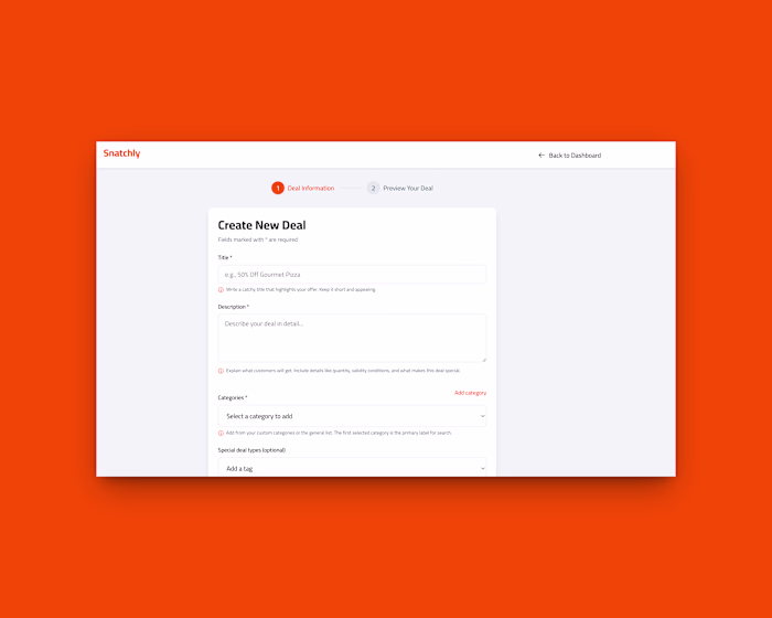 Snatchly Deals Marketplace Development