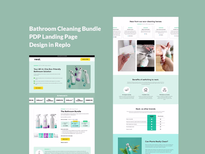 neatclean - Bathroom Solution Landing page In Replo