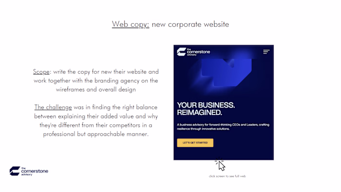 Web Copy - The Cornerstone Advisory