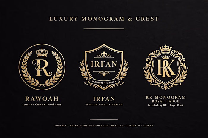 Luxury Letter R Monogram - Gold & Black Fashion Brand Logo