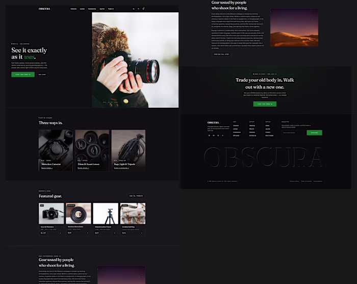New concept project: Obscura, a landing page design for a ca...