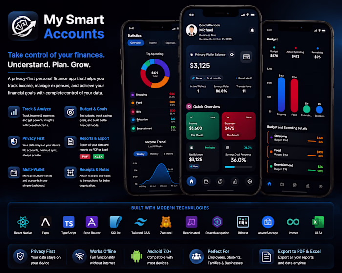 My Smart Accounts — A privacy-first personal finance app