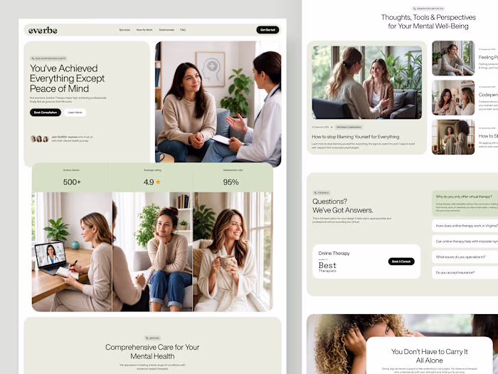 Everbe Therapy – Mental Health & Online Therapy Website Design