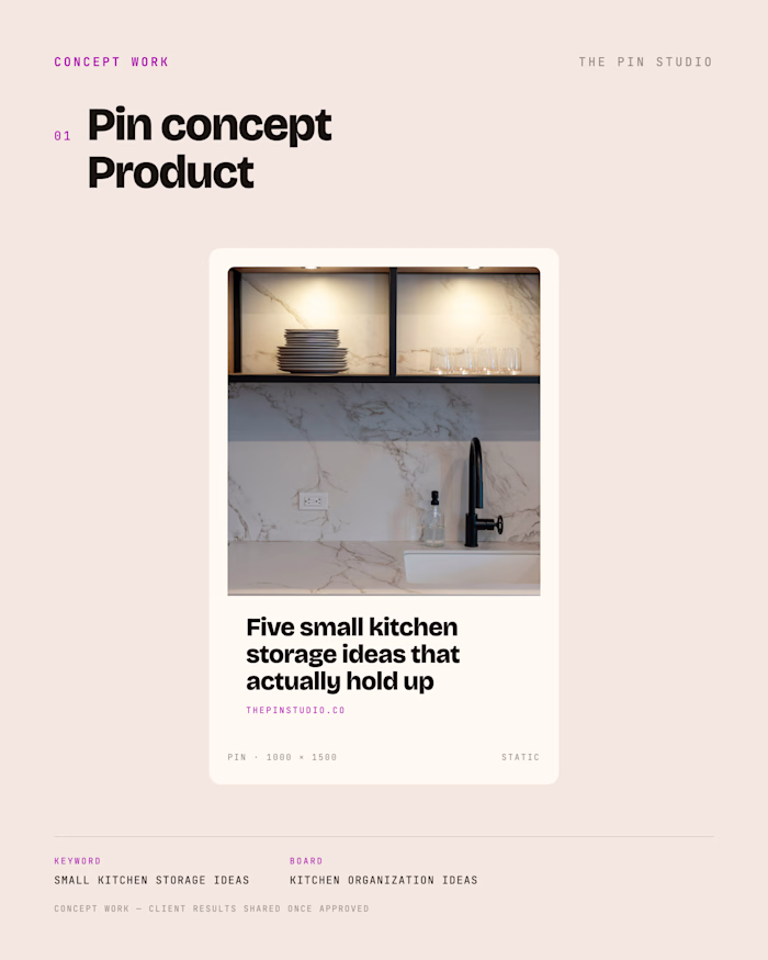 Pinterest concept work — pins, keywords and board architecture