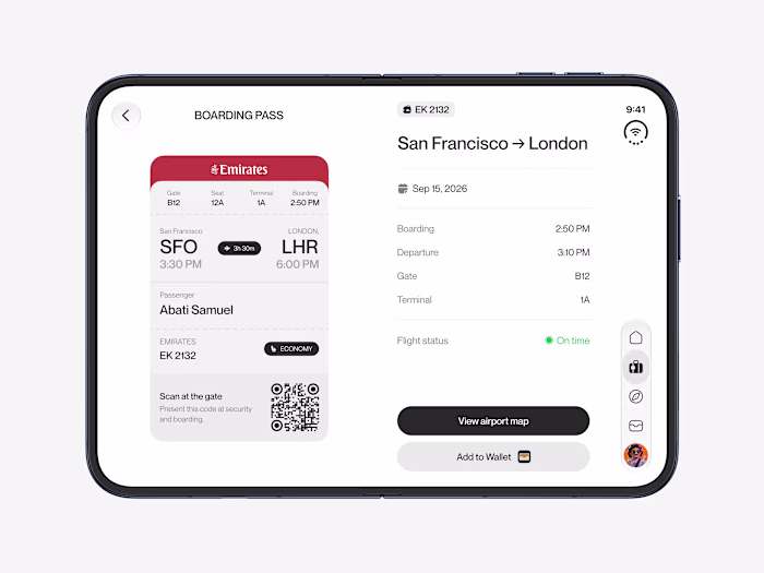 Boarding pass interaction for the iPhone Duo i worked on.