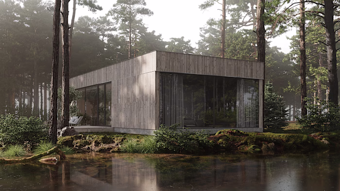 Minimalist Forest House | Exterior & Interior CGI