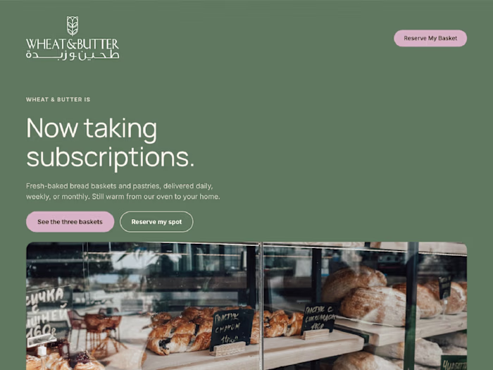 A subscription landing page for