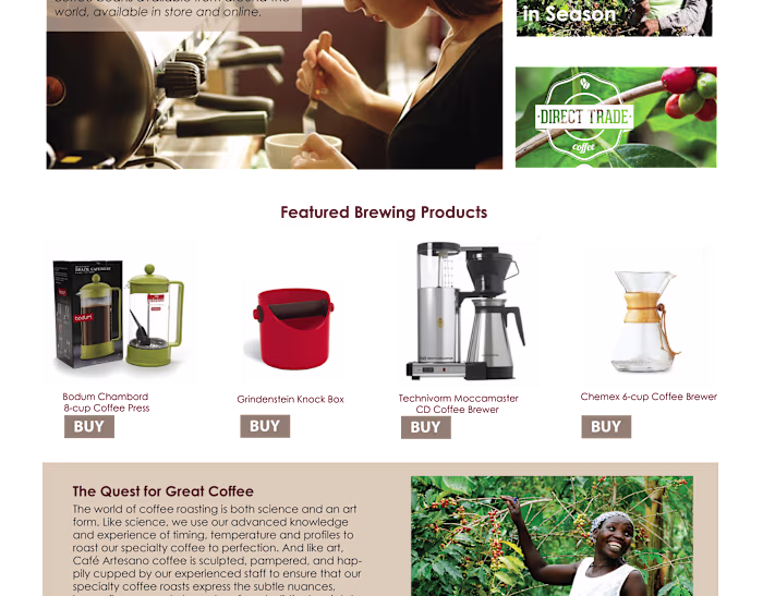 Jenna Beard - Coffee Cafe Website Design