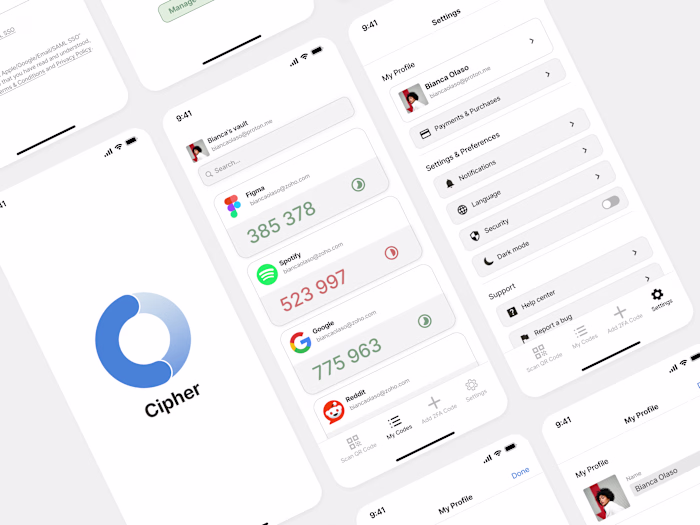 Cipher Authenticator App | UI Design