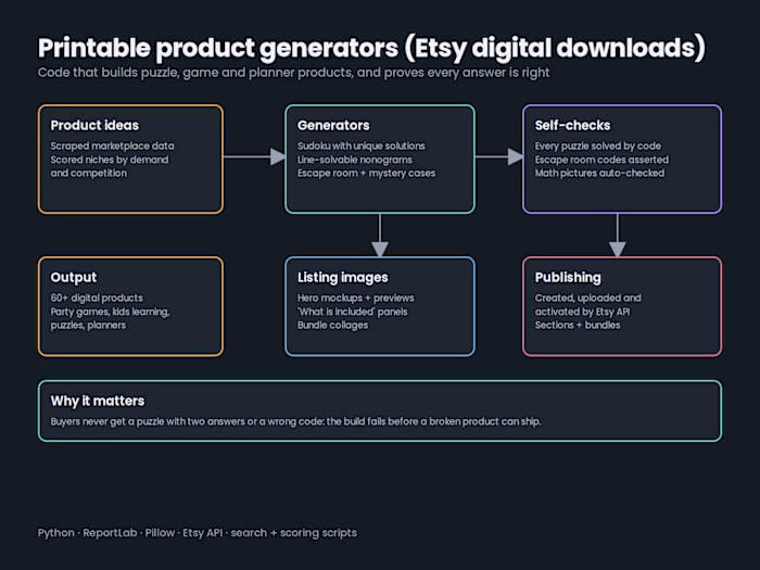 Printable product generators for Etsy