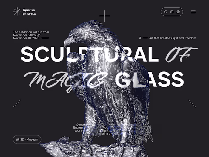 Sparks of Kinks website glass sculpture concept
