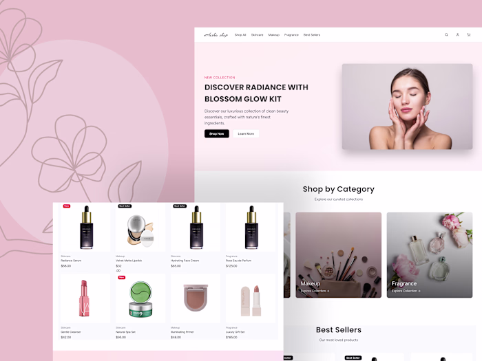 Clean Beauty E-commerce UI – Soft & Elegant Aesthetic
