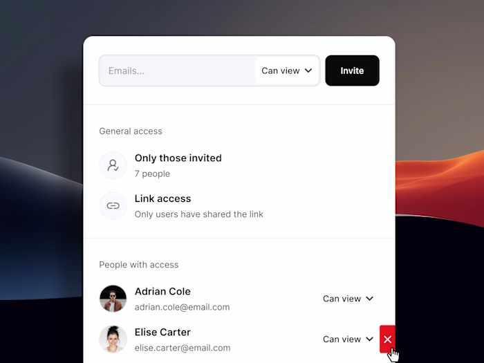 Invite users to collaborate on a project.