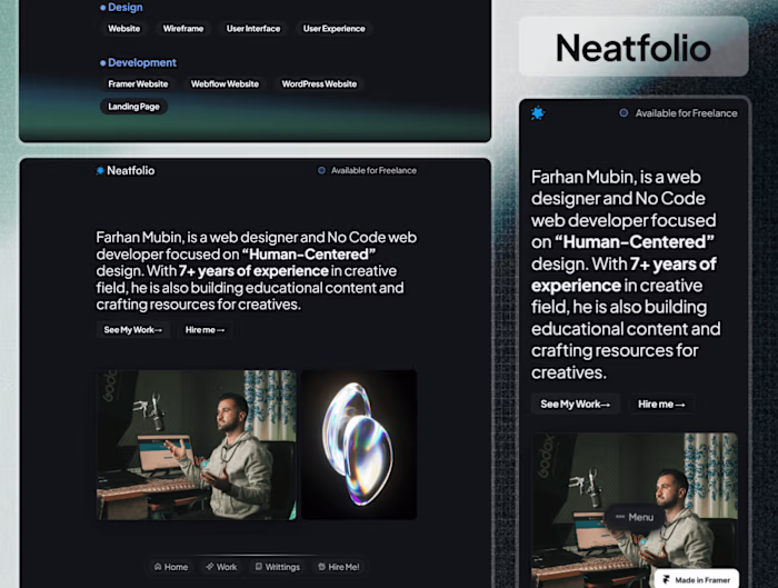 Neatfolio - Minimal Personal Website Framer