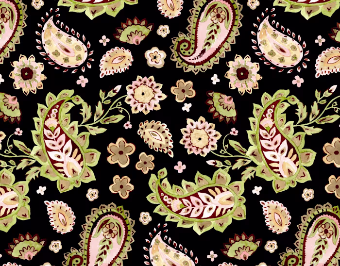 Aquarelle Paisley: Gentle Hues and Organic Forms