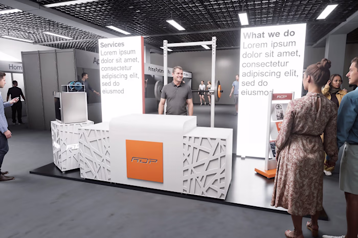 A small exhibition stand for a Sports, Gym & Fitness product...
