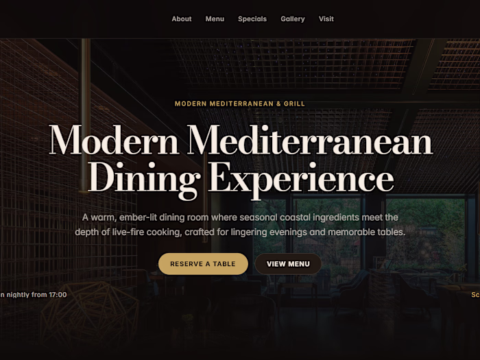 Modern restaurant website concept designed