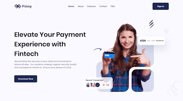  Clean Landing page design for a fintech 