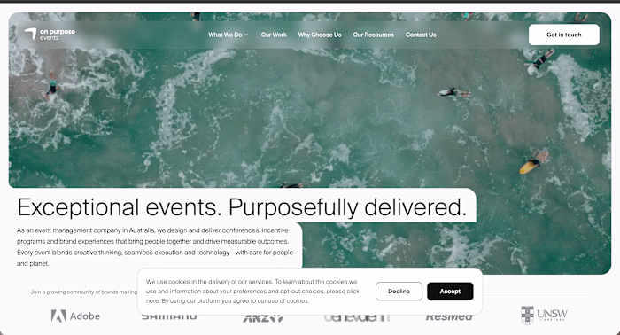 Animated Landing for Event Agency