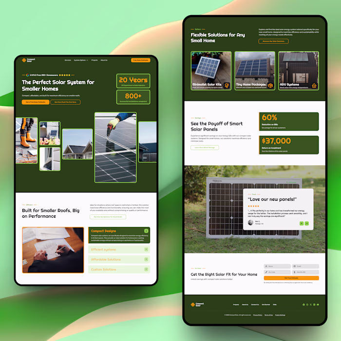 Compact Solar 🏘️ | Small Homes Solar Website Design