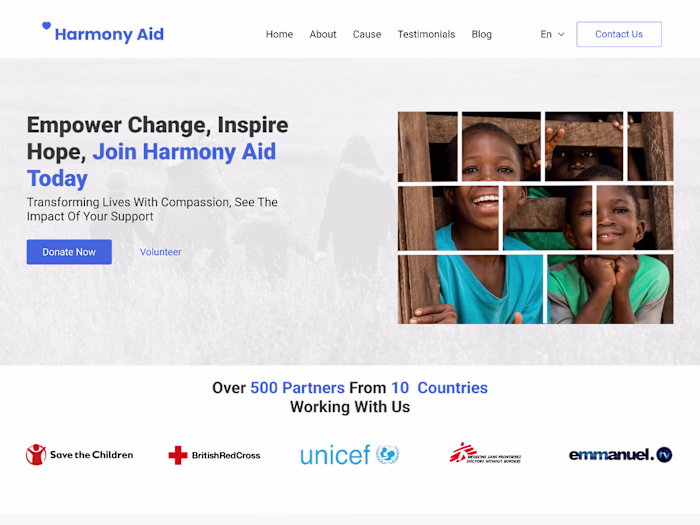 Designing the Harmony Aid Landing Page with Readymag