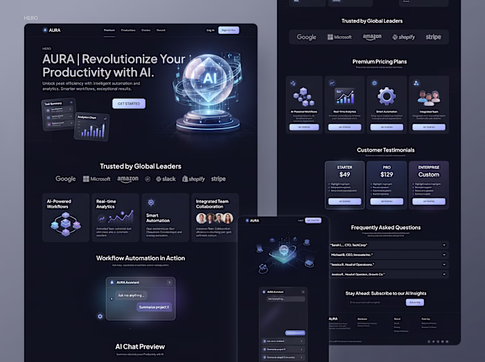 Aura - AI Productivity Platform Landing Page UI & UX Design