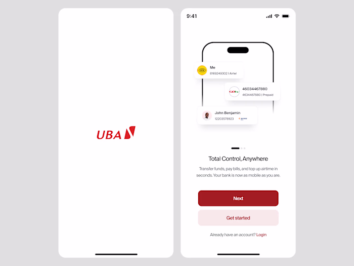 UBA Group Mobile App Onboarding UX Redesign