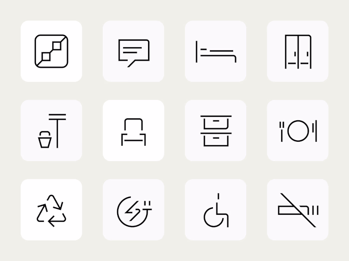 UFAB pictograms for factory wayfinding,
via