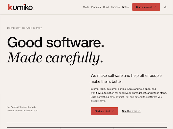 Kumiko's own website, designed, built