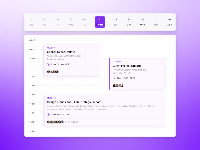 Team Scheduling Dashboard Design