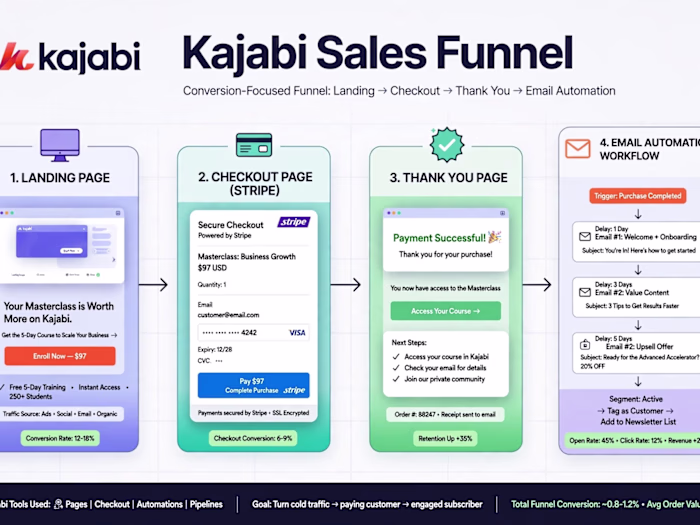 Kajabi sales funnel build: Landing