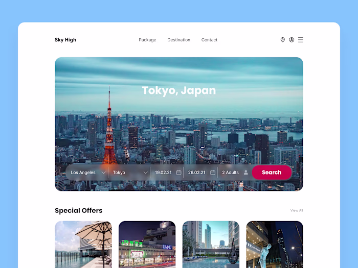 Sky High - travel agency website