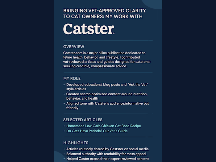 My Work with Catster