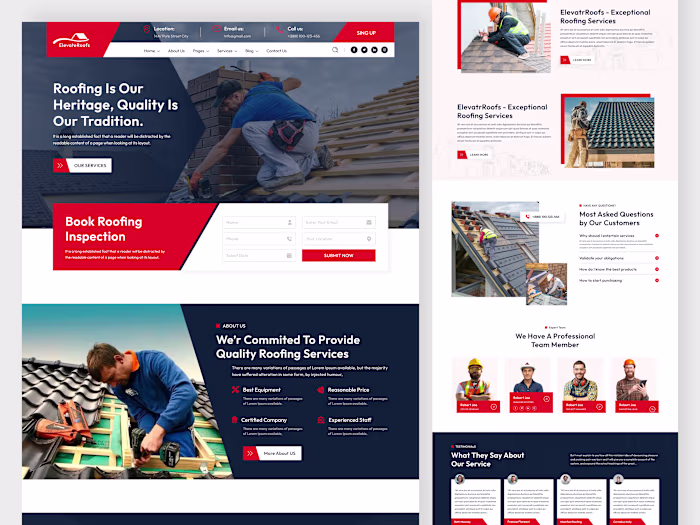 Roofing landing page Website Design