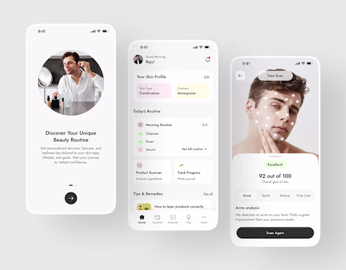 Personal Skin Care App UI