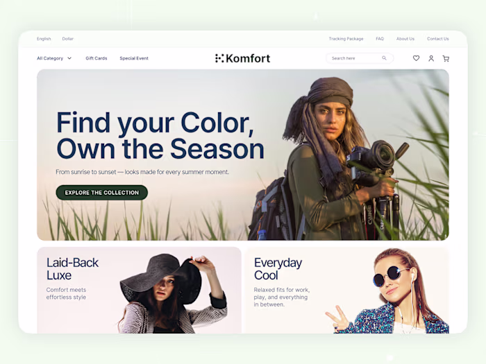 Komfort Summer Outfit Collection Landing Page