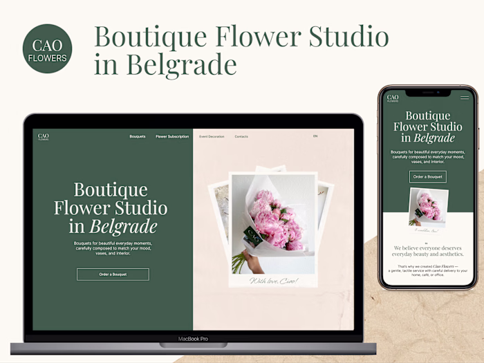 Boutique Flower Studio Landing Page Design