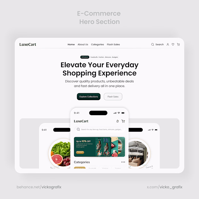E-commerce App and Hero section