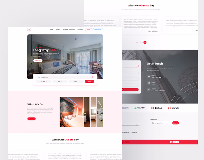 Landing Page of Long Stay Dubai - Rent House Website