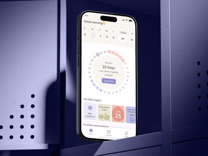 Mobile App UI/UX Design FemTech, Period & Nutrition Tracker App