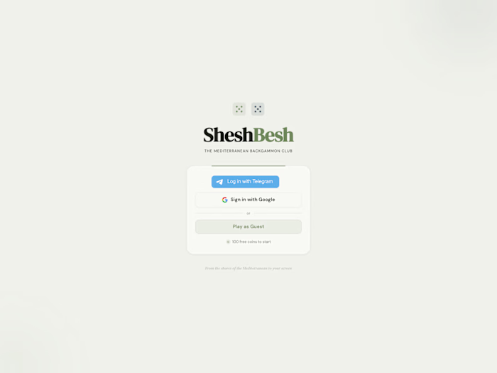 SheshBesh — The Mediterranean Backgammon Club