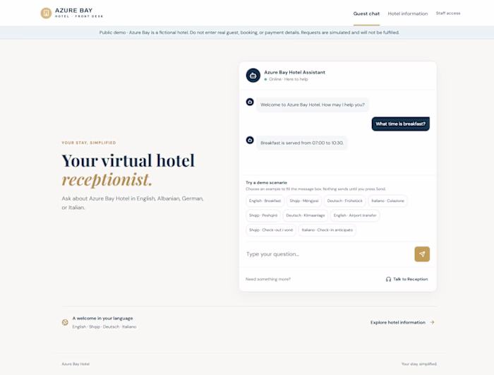 AI Front Desk – Hotel