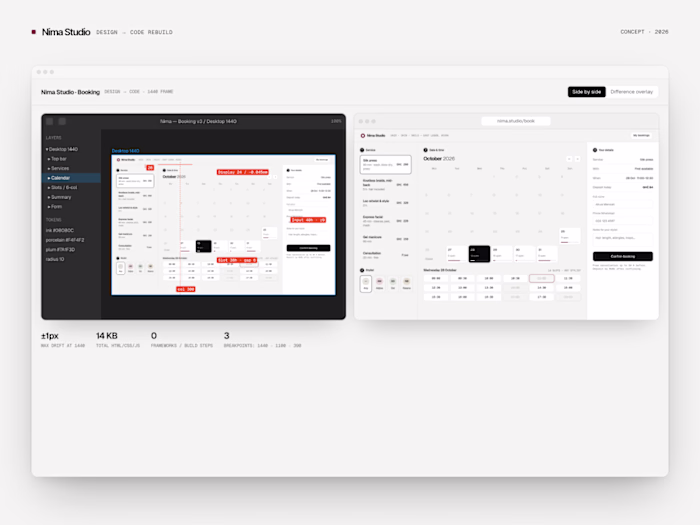 Nima Studio: Design-to-Code Salon Booking Screen