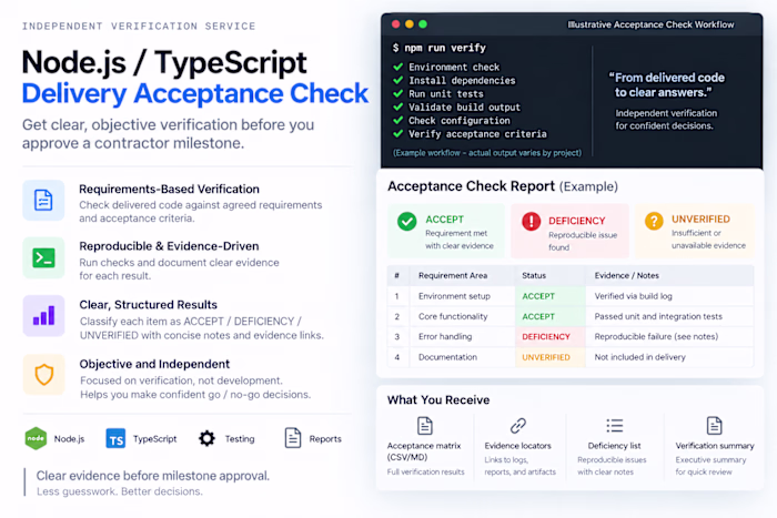 Independent acceptance verification for a